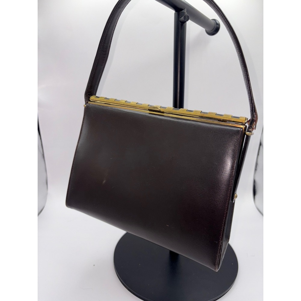Vintage Collentz Originals Structured Brown Leather Handbag w/‎ accessories